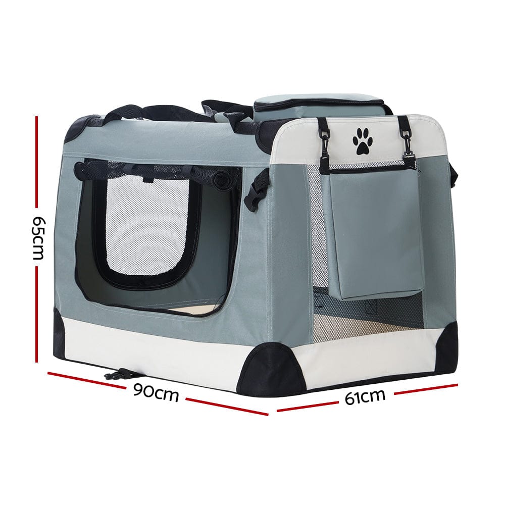i.Pet Pet Care > Cat Supplies > Cat Carriers & Crates i.Pet Pet Carrier Soft Crate Dog Cat Travel 90x61CM Portable Foldable Car 2XL