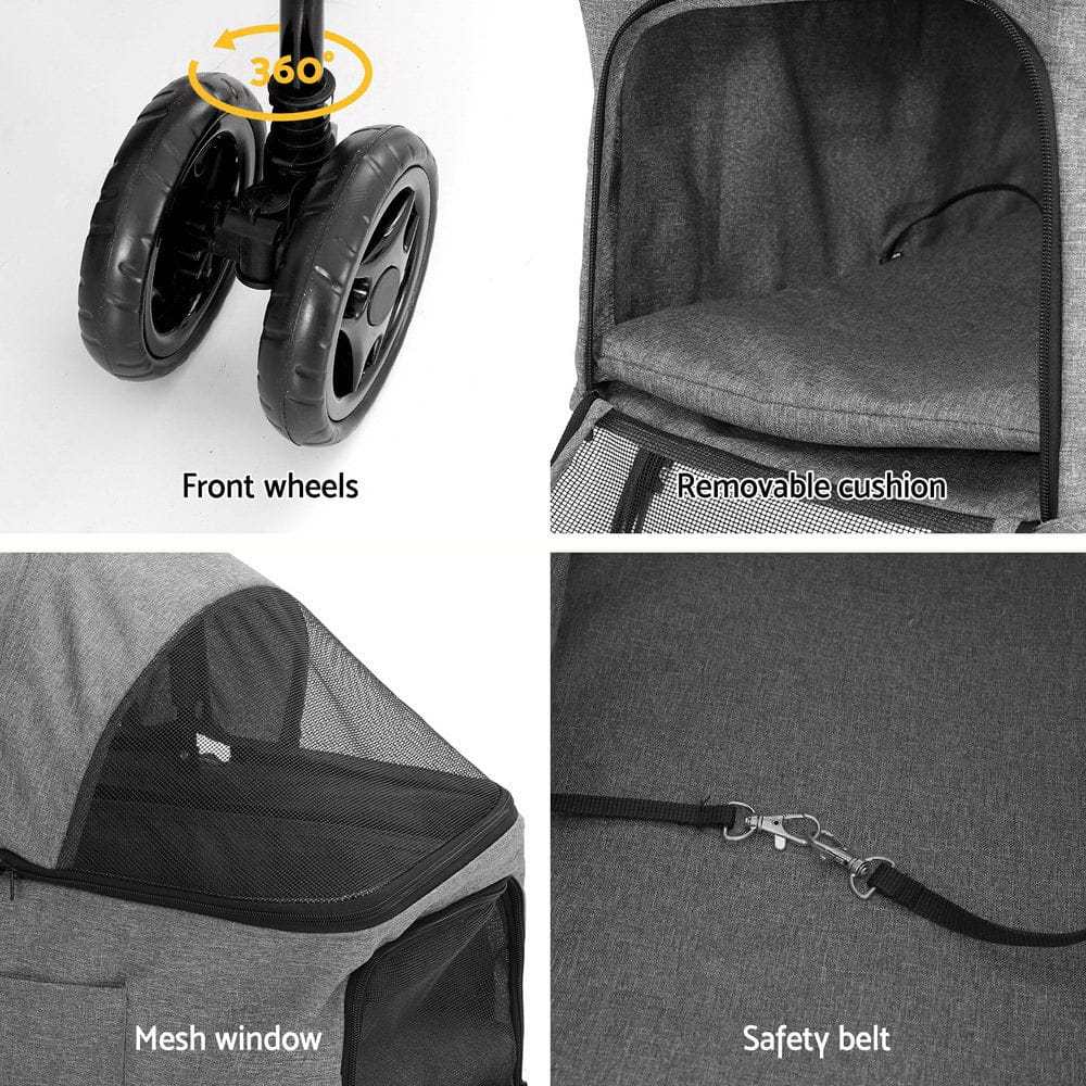 i.Pet Pet Care > Cat Supplies > Cat Carriers & Crates i.Pet Pet Stroller 2-tier Dog Pram Large Cat Carrier Travel Pushchair Foldable