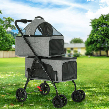i.Pet Pet Care > Cat Supplies > Cat Carriers & Crates i.Pet Pet Stroller 2-tier Dog Pram Large Cat Carrier Travel Pushchair Foldable