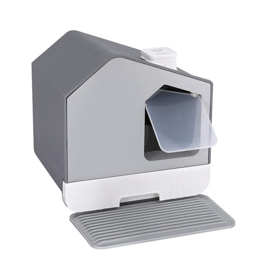 i.Pet Pet Care > Cat Supplies > Cat Litter i.Pet Cat Litter Box Large Tray Kitty Toilet Enclosed Cat Litter Box Hooded Scoop Mat Grey