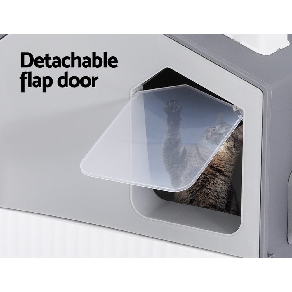 i.Pet Pet Care > Cat Supplies > Cat Litter i.Pet Cat Litter Box Large Tray Kitty Toilet Enclosed Cat Litter Box Hooded Scoop Mat Grey