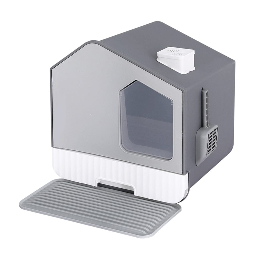 i.Pet Pet Care > Cat Supplies > Cat Litter i.Pet Cat Litter Box Large Tray Kitty Toilet Enclosed Cat Litter Box Hooded Scoop Mat Grey