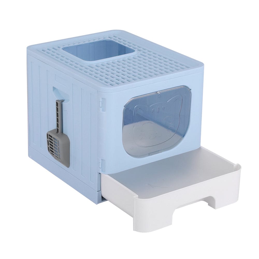 i.Pet Pet Care > Cat Supplies > Cat Litter i.Pet Cat Litter Box Large Tray Kitty Toilet Enclosed Hooded Foldable Cat Litter Box Scoop Blue