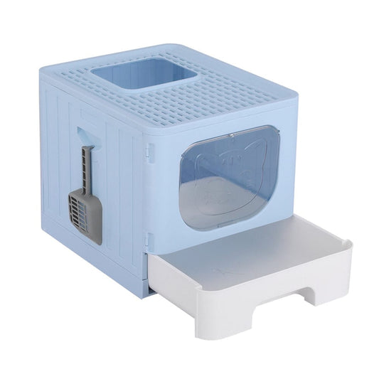 i.Pet Pet Care > Cat Supplies > Cat Litter i.Pet Cat Litter Box Large Tray Kitty Toilet Enclosed Hooded Foldable Cat Litter Box Scoop Blue