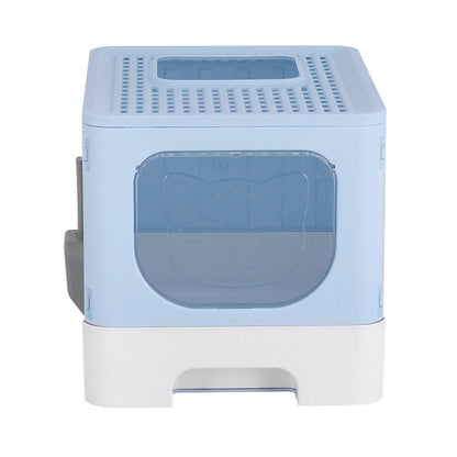 i.Pet Pet Care > Cat Supplies > Cat Litter i.Pet Cat Litter Box Large Tray Kitty Toilet Enclosed Hooded Foldable Cat Litter Box Scoop Blue