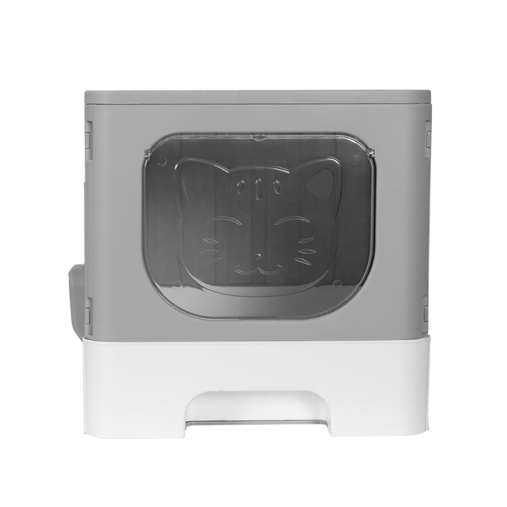 i.Pet Pet Care > Cat Supplies > Cat Litter i.Pet Cat Litter Box Large Tray Kitty Toilet Enclosed Hooded Foldable Cat Litter Box Scoop Grey