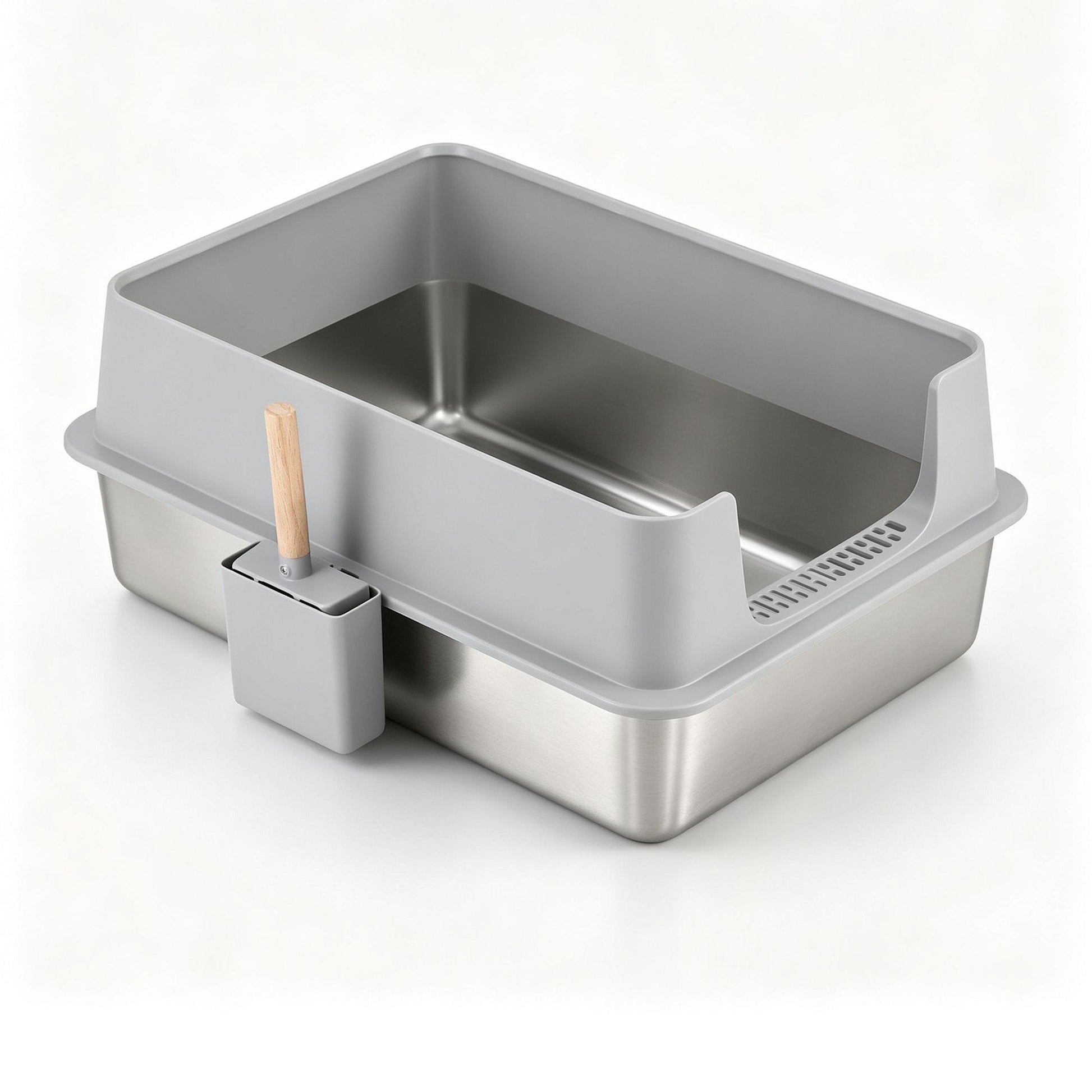 i.Pet Pet Care > Cat Supplies > Cat Litter i.Pet XXL Cat Litter Box Stainless Steel Jumbo Semi-Enclosed Pet Kitty Toilet Grey
