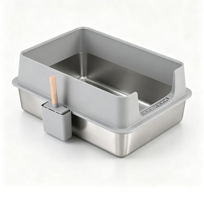 i.Pet Pet Care > Cat Supplies > Cat Litter i.Pet XXL Cat Litter Box Stainless Steel Jumbo Semi-Enclosed Pet Kitty Toilet Grey