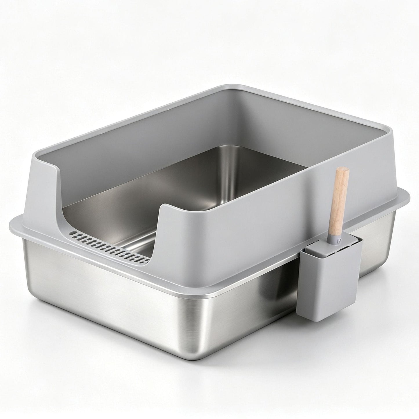 i.Pet Pet Care > Cat Supplies > Cat Litter i.Pet XXL Cat Litter Box Stainless Steel Jumbo Semi-Enclosed Pet Kitty Toilet Grey
