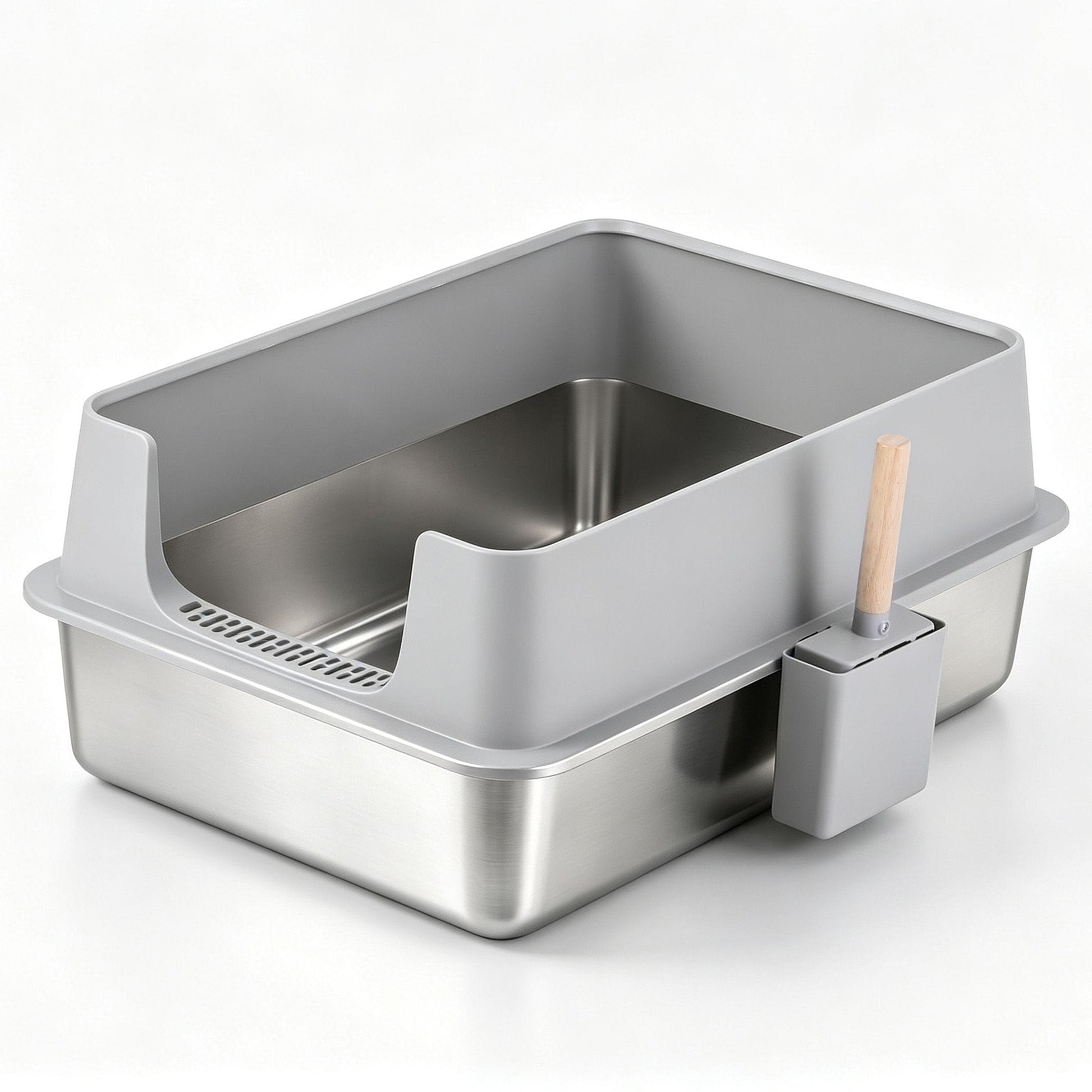 i.Pet Pet Care > Cat Supplies > Cat Litter i.Pet XXL Cat Litter Box Stainless Steel Jumbo Semi-Enclosed Pet Kitty Toilet Grey