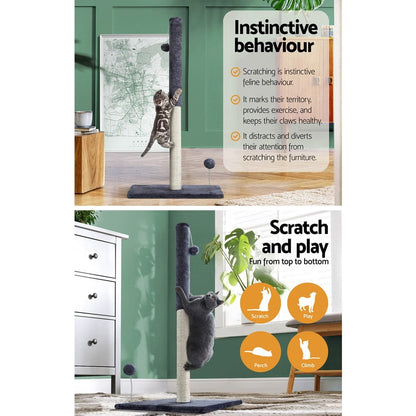 i.Pet Pet Care > Cat Supplies > Cat Scratching Posts i.Pet Cat Tree 105cm Scratching Post Scratcher Tower Condo House Hanging toys Grey