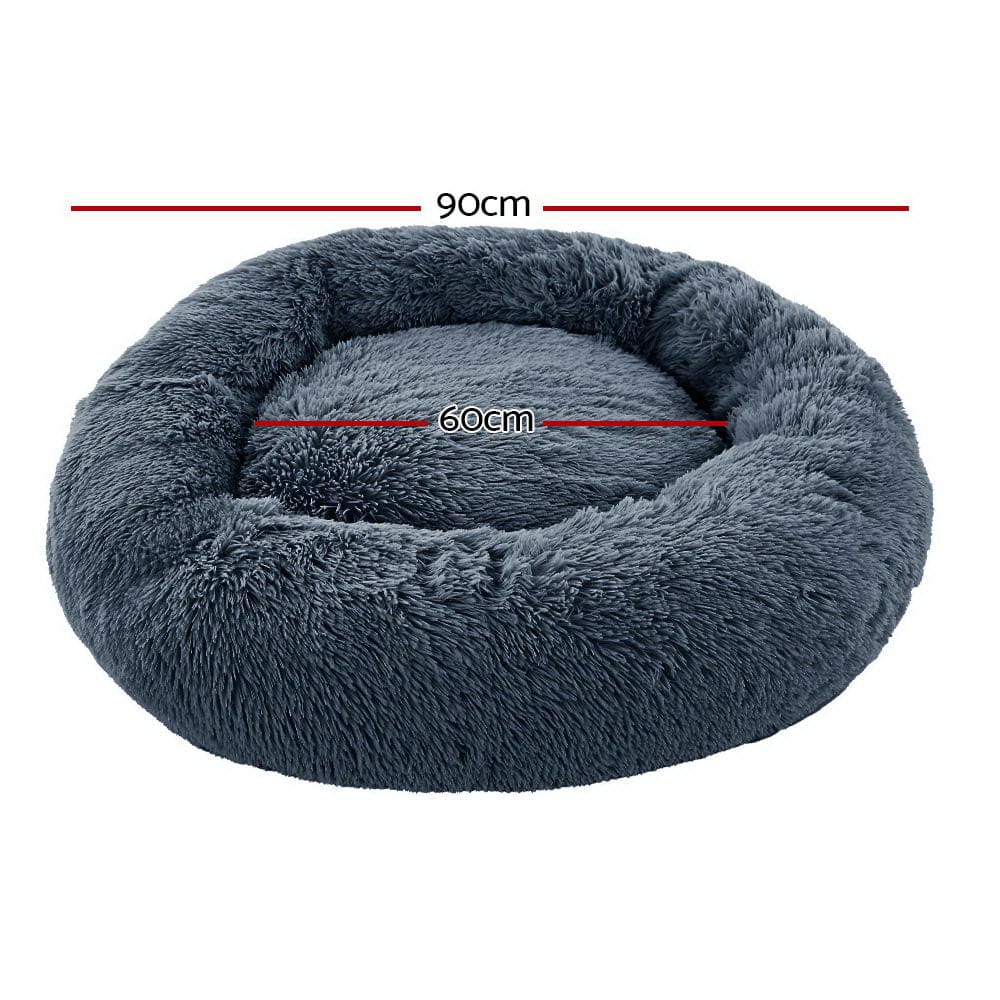 i.Pet Pet Care > Dog Supplies > Dog Beds i.Pet Pet Bed Dog Cat 90cm Large Calming Soft Plush Bed Dark Grey