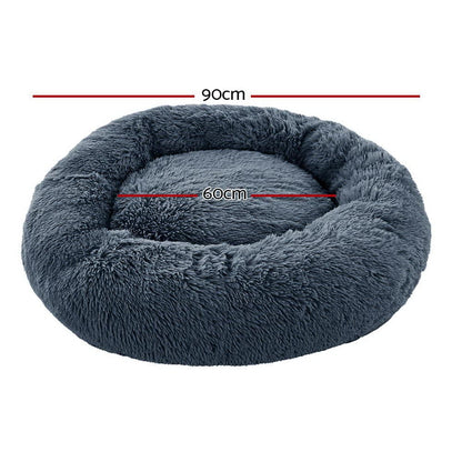 i.Pet Pet Care > Dog Supplies > Dog Beds i.Pet Pet Bed Dog Cat 90cm Large Calming Soft Plush Bed Dark Grey