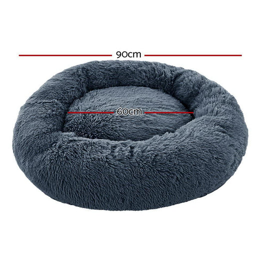 i.Pet Pet Care > Dog Supplies > Dog Beds i.Pet Pet Bed Dog Cat 90cm Large Calming Soft Plush Bed Dark Grey