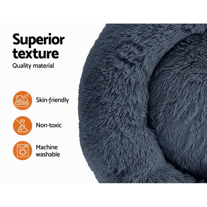 i.Pet Pet Care > Dog Supplies > Dog Beds i.Pet Pet Bed Dog Cat 90cm Large Calming Soft Plush Bed Dark Grey