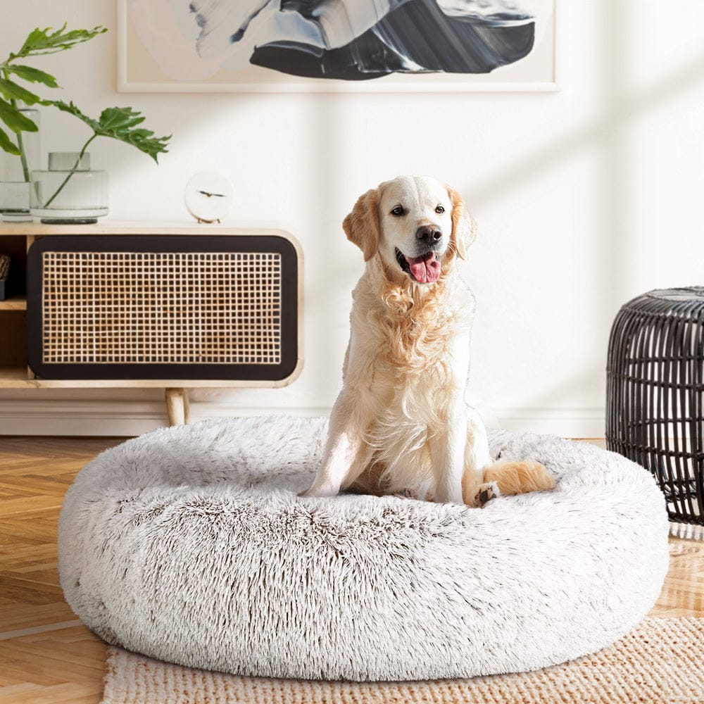 i.Pet Pet Care > Dog Supplies > Dog Beds i.Pet Pet Bed Dog Cat 90cm Large Calming Soft Plush White Brown