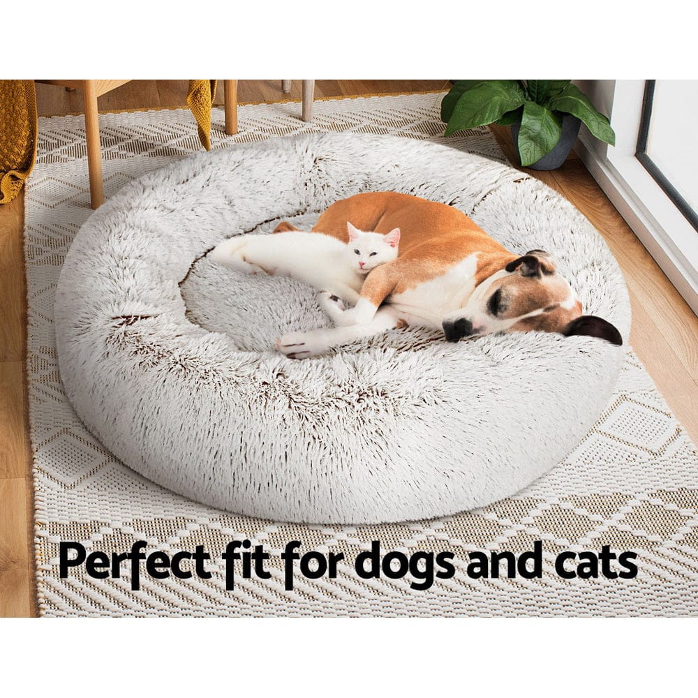 i.Pet Pet Care > Dog Supplies > Dog Beds i.Pet Pet Bed Dog Cat 90cm Large Calming Soft Plush White Brown