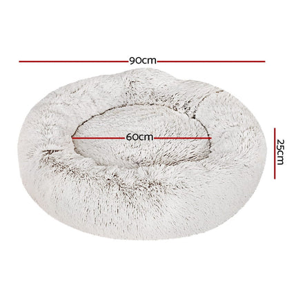i.Pet Pet Care > Dog Supplies > Dog Beds i.Pet Pet Bed Dog Cat 90cm Large Calming Soft Plush White Brown