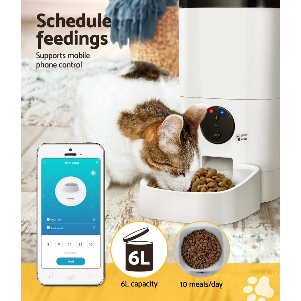 i.Pet Pet Care > Dog Supplies > Dog Bowls, Feeders & Waterers i.Pet Automatic Pet Feeder 6L Wifi Auto Dog Cat Smart Food Dispenser Timer