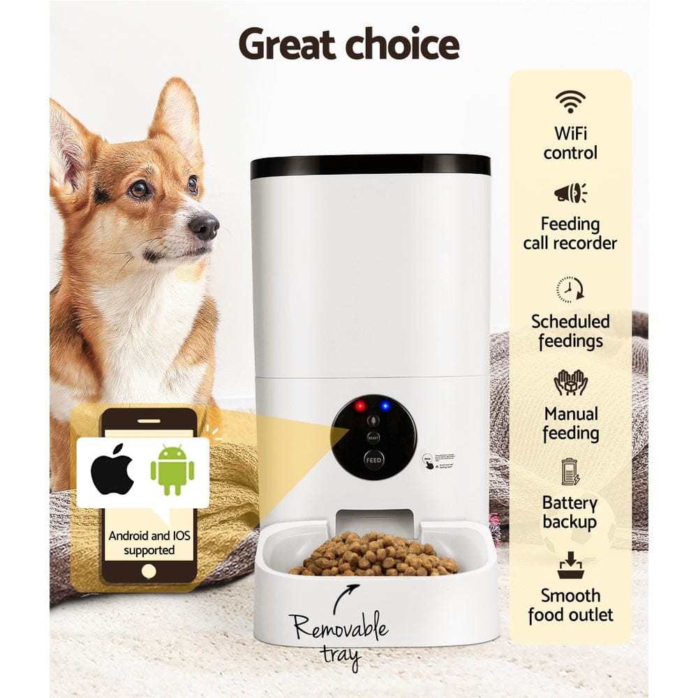 i.Pet Pet Care > Dog Supplies > Dog Bowls, Feeders & Waterers i.Pet Automatic Pet Feeder 6L Wifi Auto Dog Cat Smart Food Dispenser Timer