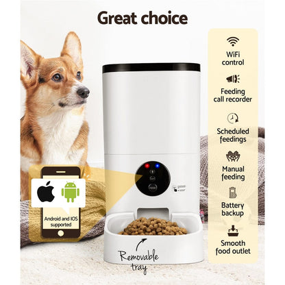 i.Pet Pet Care > Dog Supplies > Dog Bowls, Feeders & Waterers i.Pet Automatic Pet Feeder 6L Wifi Auto Dog Cat Smart Food Dispenser Timer