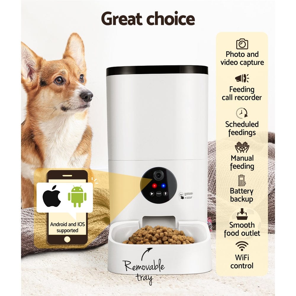 i.Pet Pet Care > Dog Supplies > Dog Bowls, Feeders & Waterers i.Pet Automatic Pet Feeder 6L Wifi Camera Dog Cat Smart Food Dispenser Timer