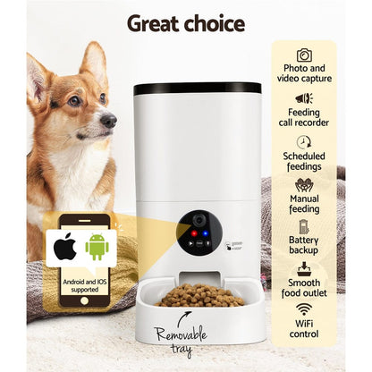 i.Pet Pet Care > Dog Supplies > Dog Bowls, Feeders & Waterers i.Pet Automatic Pet Feeder 6L Wifi Camera Dog Cat Smart Food Dispenser Timer