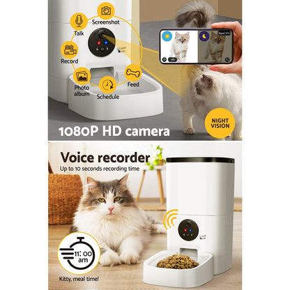 i.Pet Pet Care > Dog Supplies > Dog Bowls, Feeders & Waterers i.Pet Automatic Pet Feeder 6L Wifi Camera Dog Cat Smart Food Dispenser Timer