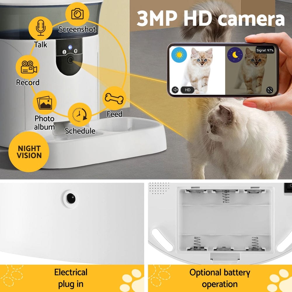 i.Pet Pet Care > Dog Supplies > Dog Bowls, Feeders & Waterers i.Pet Automatic Pet Feeder Dog Cat Camera Wifi Smart Food Dispenser Timer 7L APP