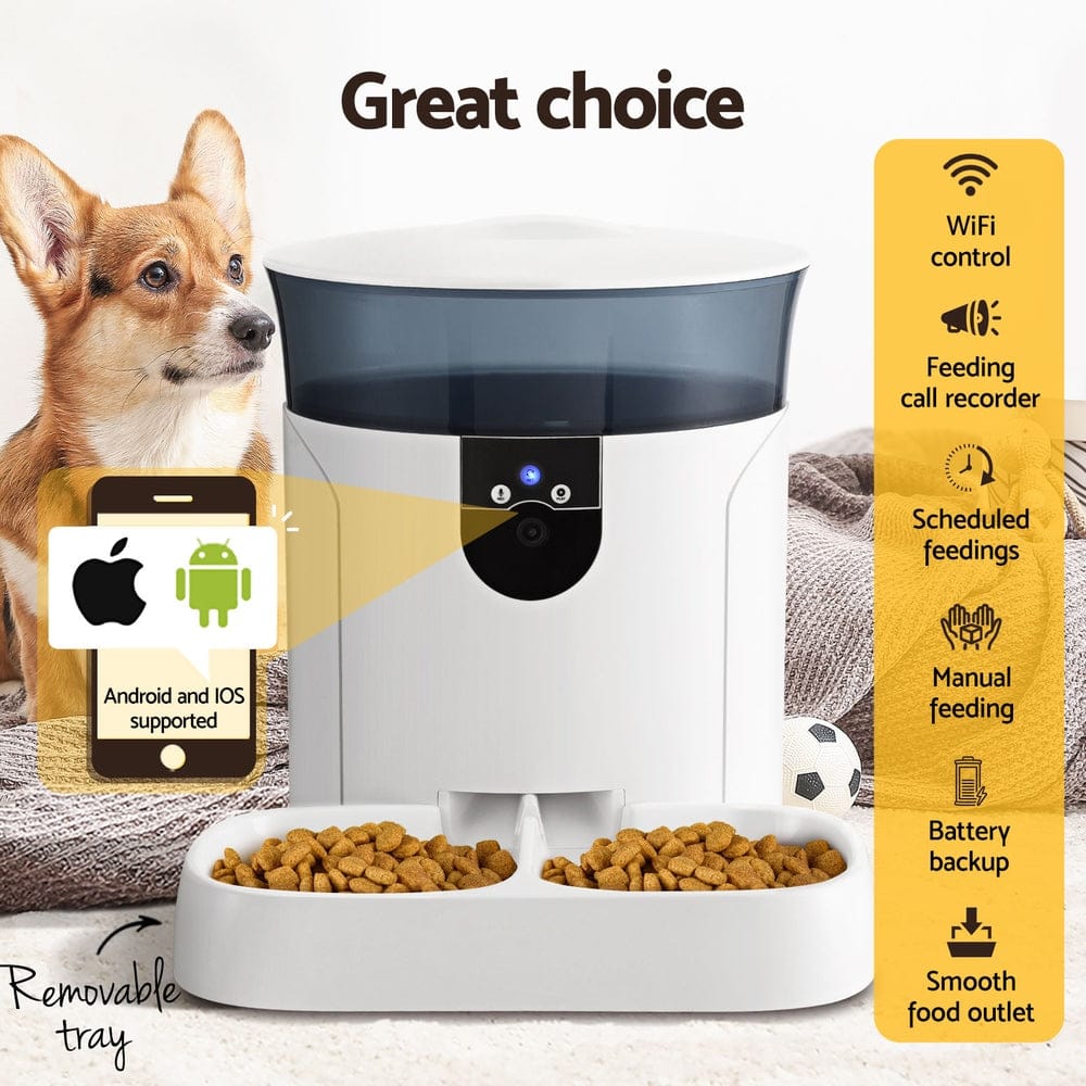 i.Pet Pet Care > Dog Supplies > Dog Bowls, Feeders & Waterers i.Pet Automatic Pet Feeder Dog Cat Camera Wifi Smart Food Dispenser Timer 7L APP