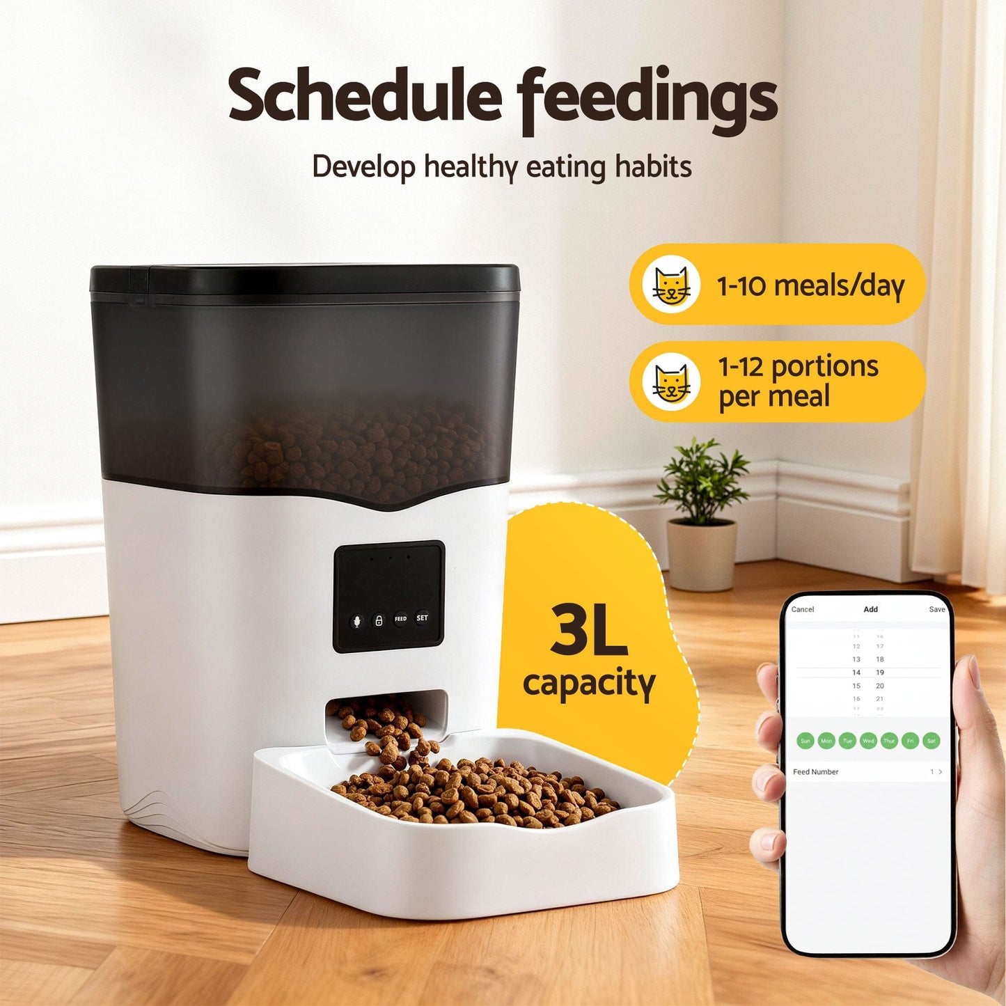 i.Pet Pet Care > Dog Supplies > Dog Bowls, Feeders & Waterers i.Pet Automatic Pet Feeder Dog Cat Feeder Wifi 3L Auto Smart Food Dispenser