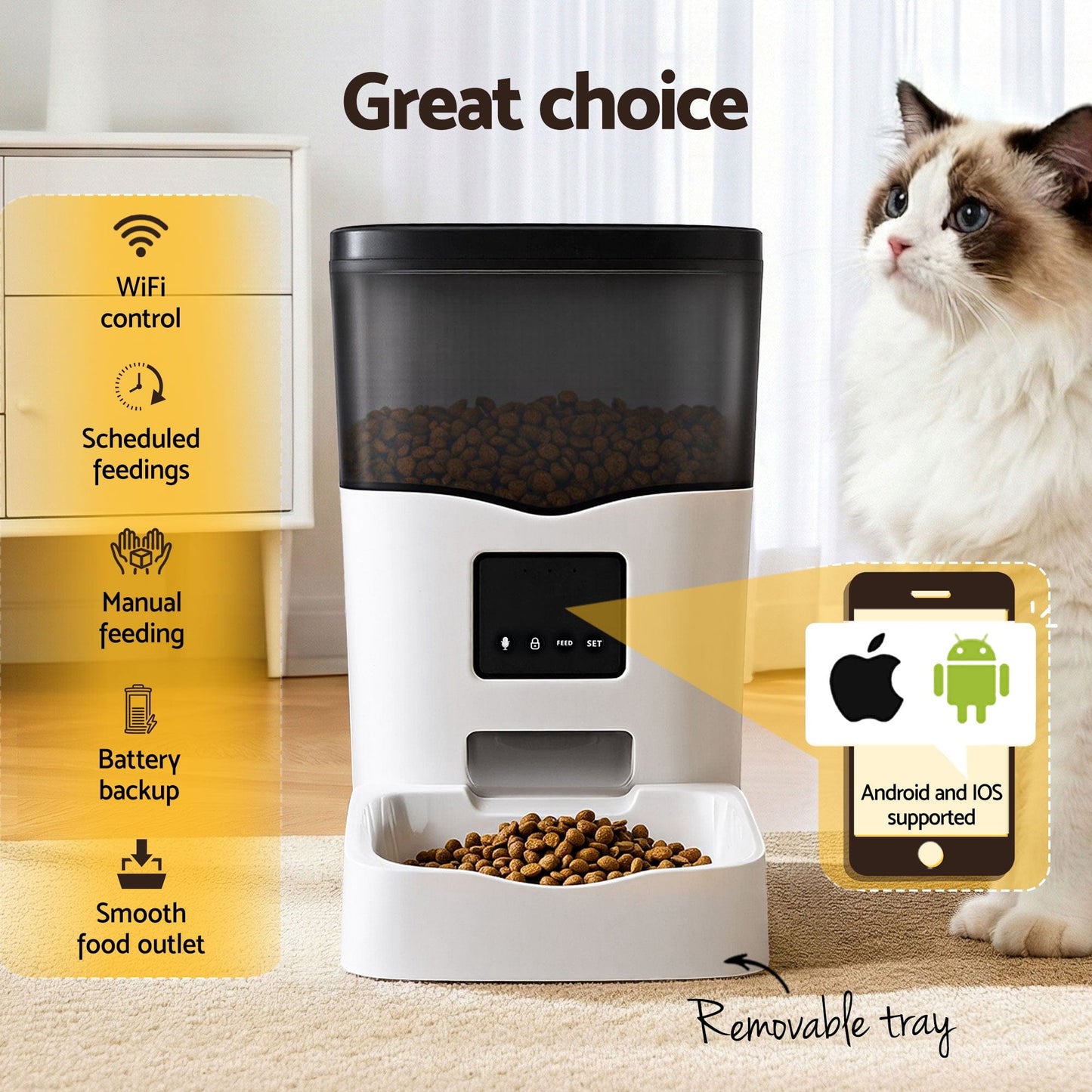 i.Pet Pet Care > Dog Supplies > Dog Bowls, Feeders & Waterers i.Pet Automatic Pet Feeder Dog Cat Feeder Wifi 3L Auto Smart Food Dispenser