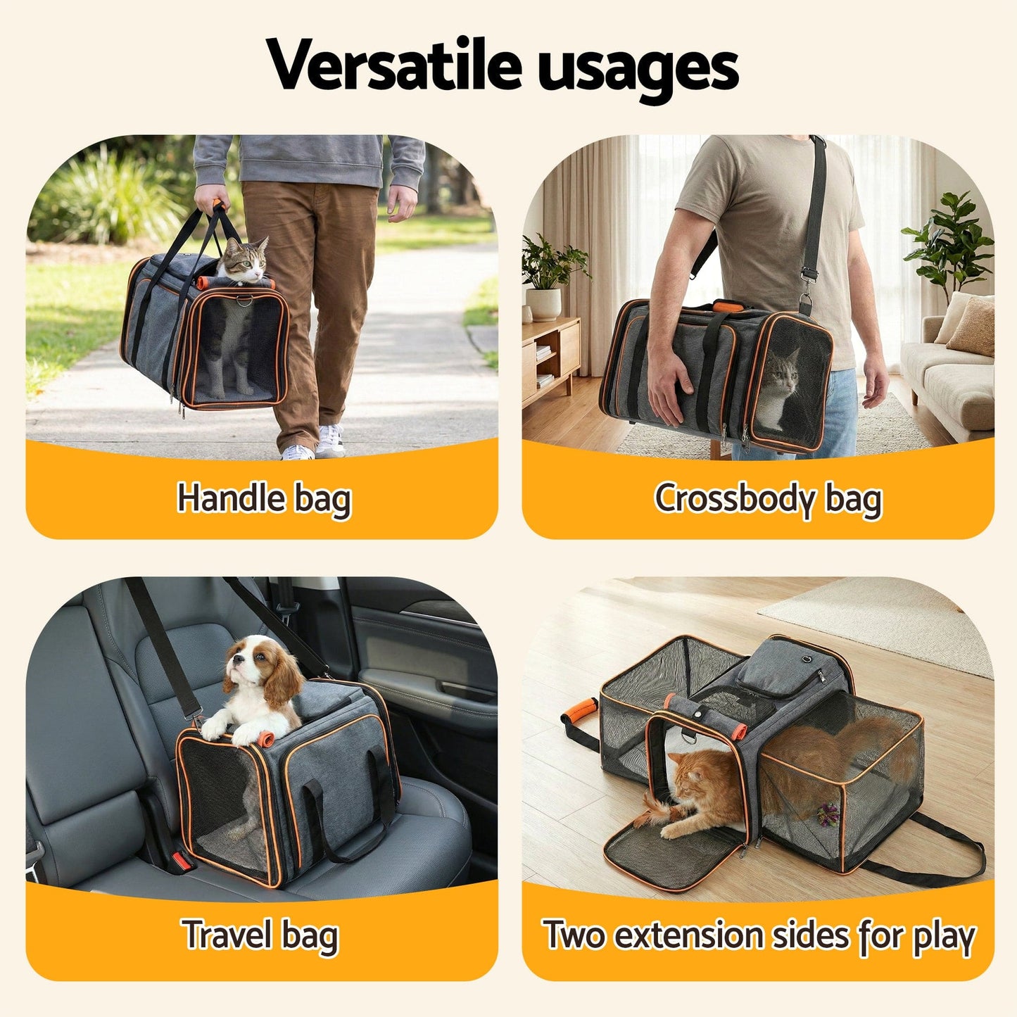 i.Pet Pet Care > Dog Supplies > Dog Carriers & Crates i.Pet Pet Carrier Bag Foldable Expandable Dog Cat Travel Cage Portable Car Kennel