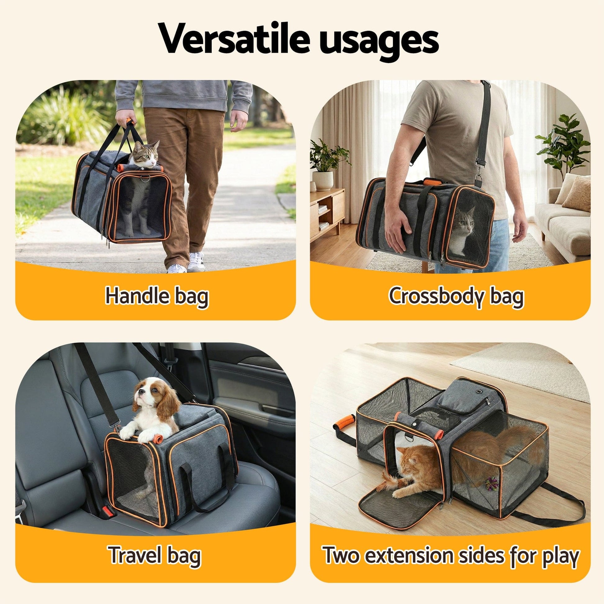 i.Pet Pet Care > Dog Supplies > Dog Carriers & Crates i.Pet Pet Carrier Bag Foldable Expandable Dog Cat Travel Cage Portable Car Kennel