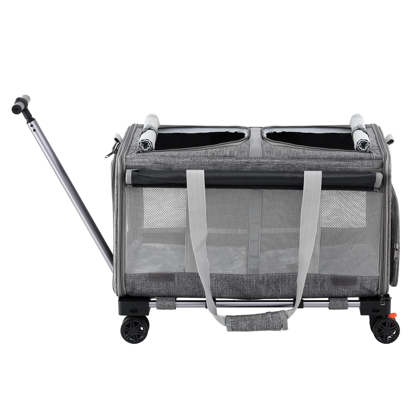 i.Pet Pet Care > Dog Supplies > Dog Carriers & Crates i.Pet Pet Carrier Swivel Wheels Foldable Cat Dog Trolley Stroller Travel Bag Grey