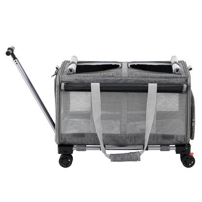 i.Pet Pet Care > Dog Supplies > Dog Carriers & Crates i.Pet Pet Carrier Swivel Wheels Foldable Cat Dog Trolley Stroller Travel Bag Grey
