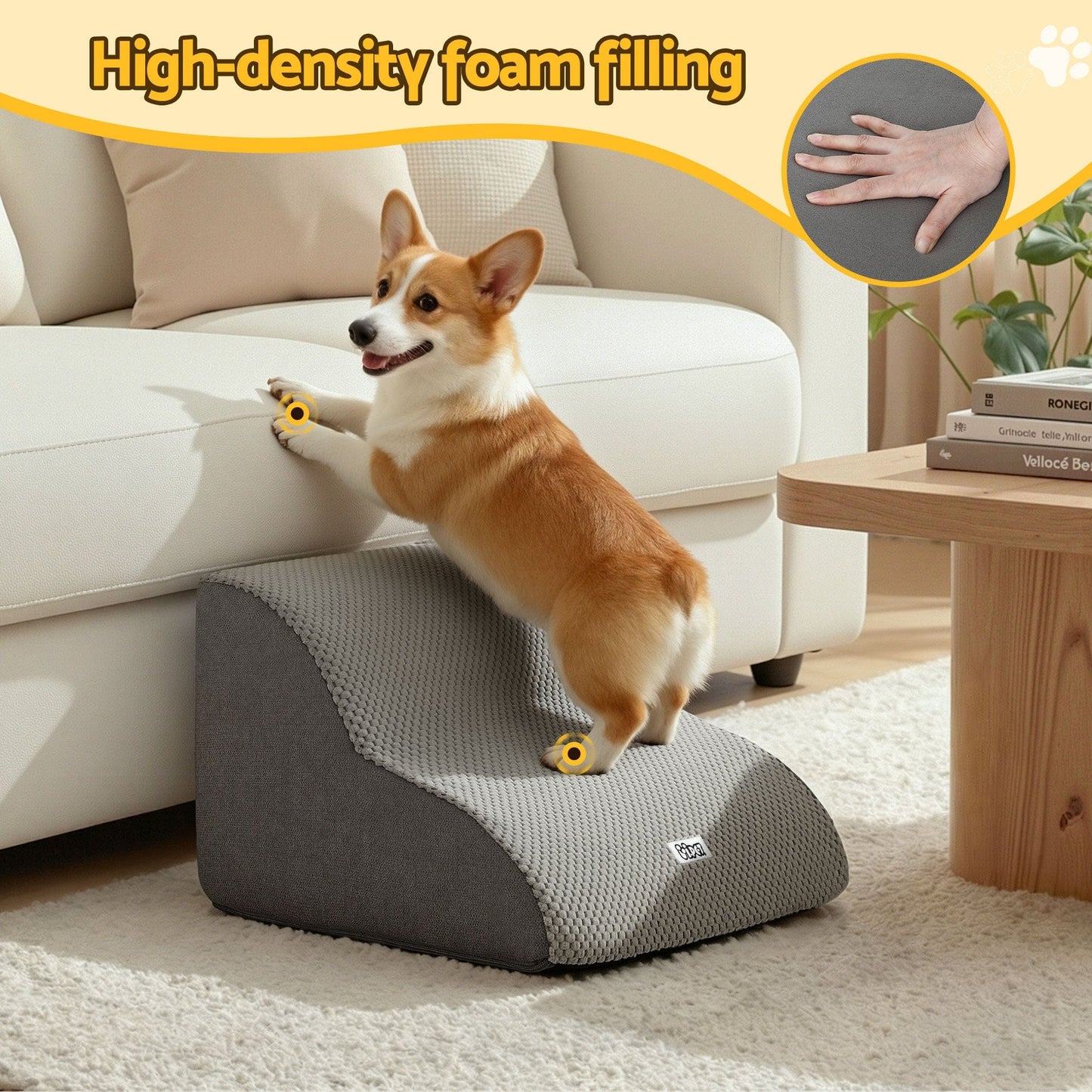 i.Pet Pet Care > Dog Supplies > Dog Steps & Ramps i.Pet Dog Ramp 2 Steps For Small Dogs Bed Sofa Car Foam Non-Slip Pet Cat Stairs