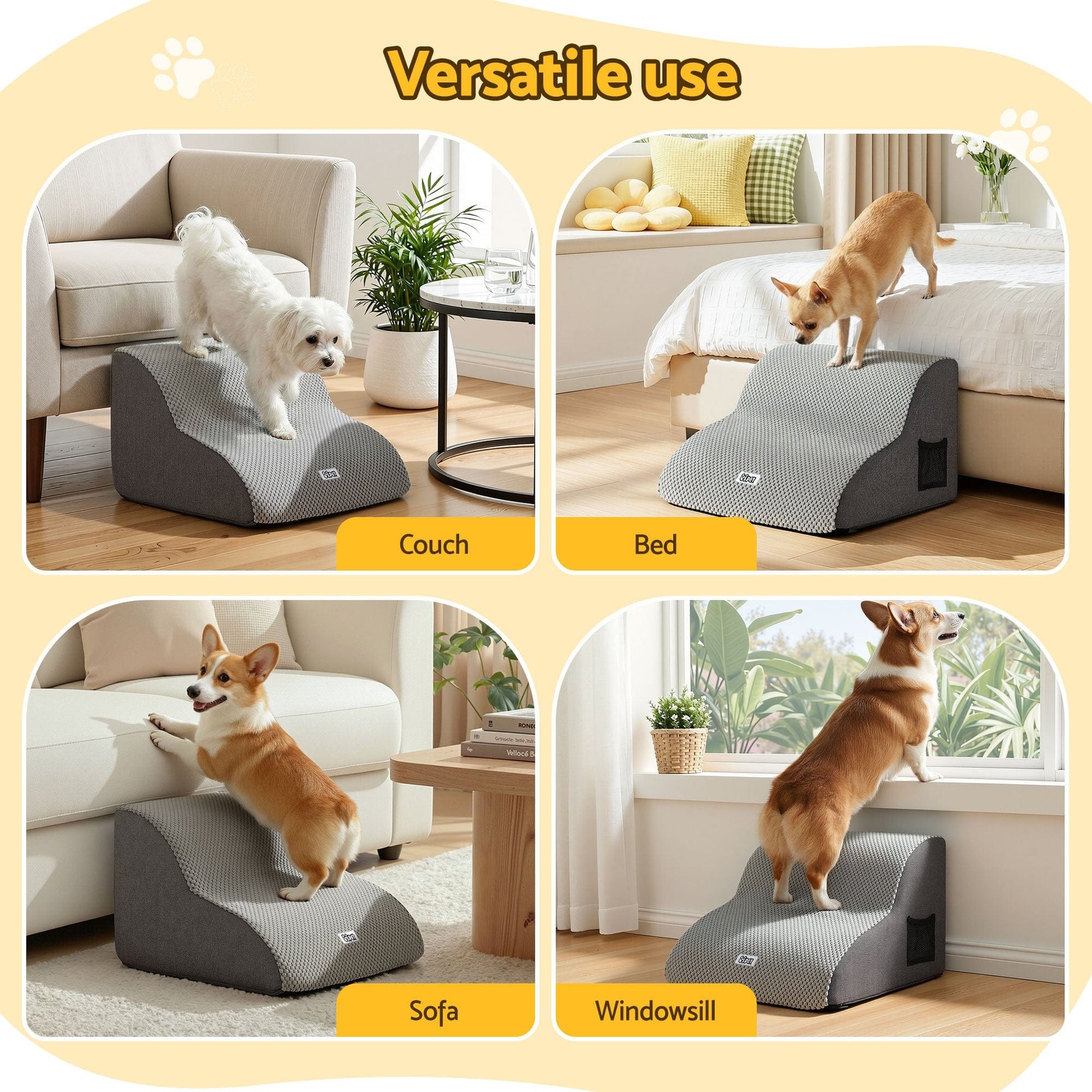 i.Pet Pet Care > Dog Supplies > Dog Steps & Ramps i.Pet Dog Ramp 2 Steps For Small Dogs Bed Sofa Car Foam Non-Slip Pet Cat Stairs