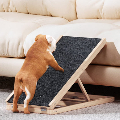 i.Pet Pet Care > Dog Supplies > Dog Steps & Ramps i.Pet Dog Ramp 70cm Adjustable Height Wooden Steps Stairs For Bed Sofa Car Foldable