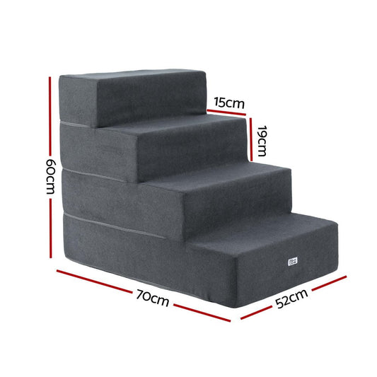 i.Pet Pet Care > Dog Supplies > Dog Steps & Ramps i.Pet Dog Ramp Foam Dog Cover Stairs Portable Cat Ladder For Sofa Bed 4 Steps