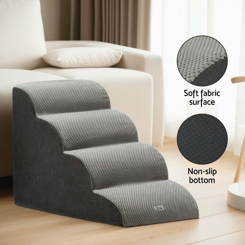 i.Pet Pet Care > Dog Supplies > Dog Steps & Ramps i.Pet Dog Ramp Steps Foam 4 Tier Pet Stairs For Bed Sofa Car Portable Indoor