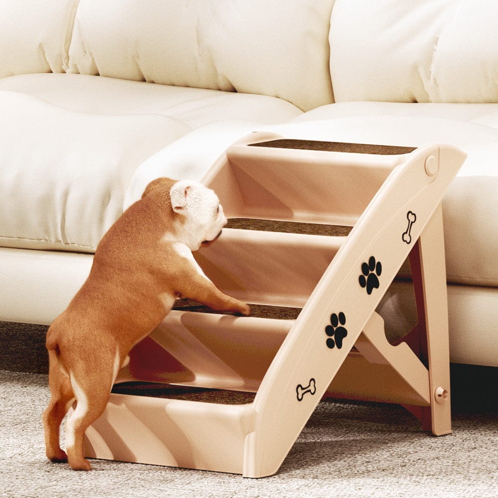 i.Pet Pet Care > Dog Supplies > Dog Steps & Ramps i.Pet Dog Ramp Steps For Bed Sofa Car Pet Stairs Ladder Portable Foldable Beige