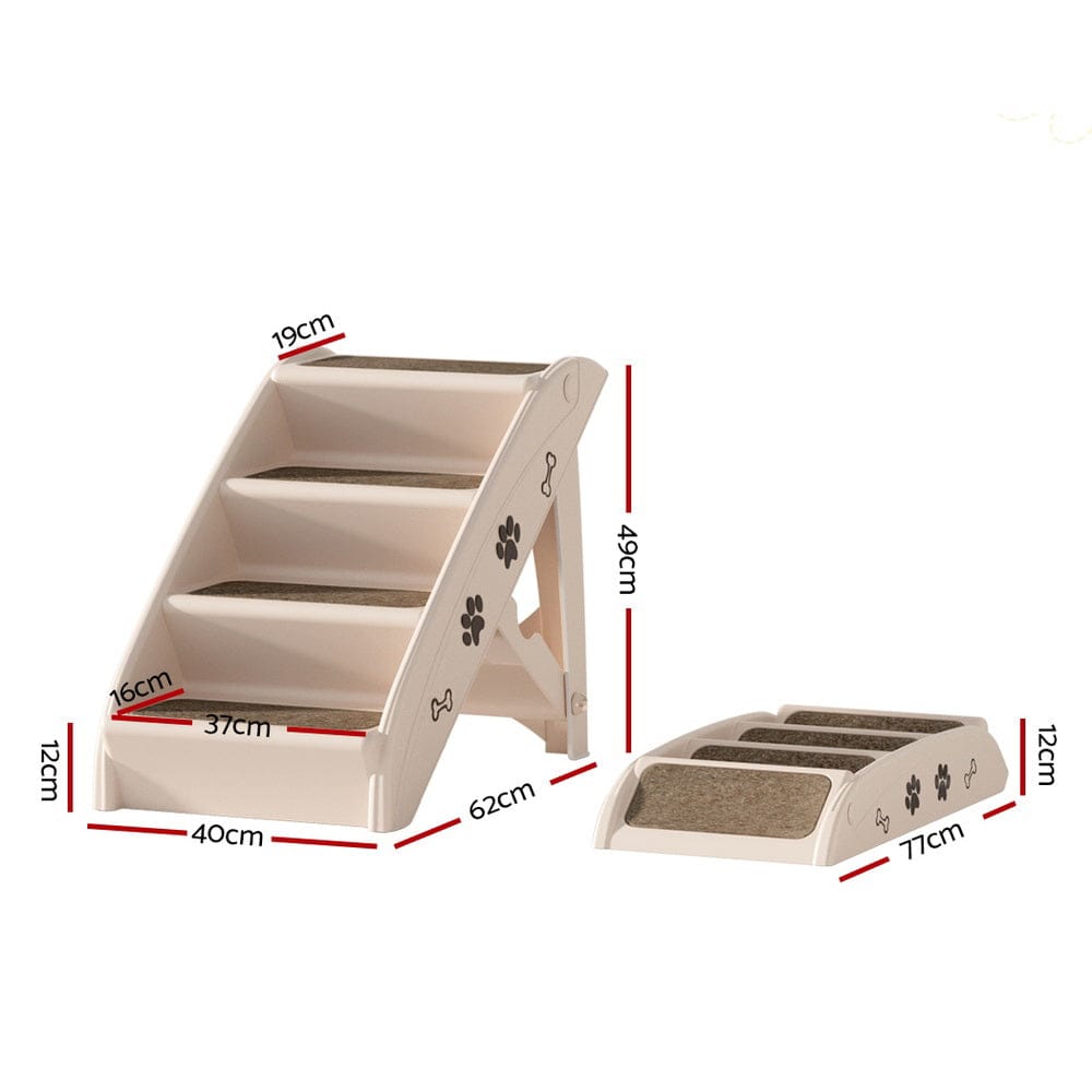 i.Pet Pet Care > Dog Supplies > Dog Steps & Ramps i.Pet Dog Ramp Steps For Bed Sofa Car Pet Stairs Ladder Portable Foldable Beige