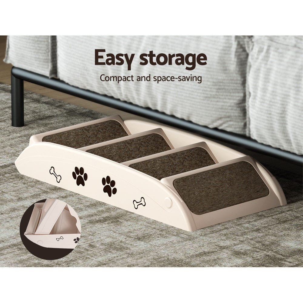 i.Pet Pet Care > Dog Supplies > Dog Steps & Ramps i.Pet Dog Ramp Steps For Bed Sofa Car Pet Stairs Ladder Portable Foldable Beige