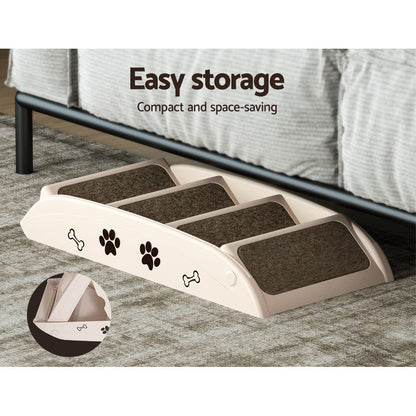 i.Pet Pet Care > Dog Supplies > Dog Steps & Ramps i.Pet Dog Ramp Steps For Bed Sofa Car Pet Stairs Ladder Portable Foldable Beige