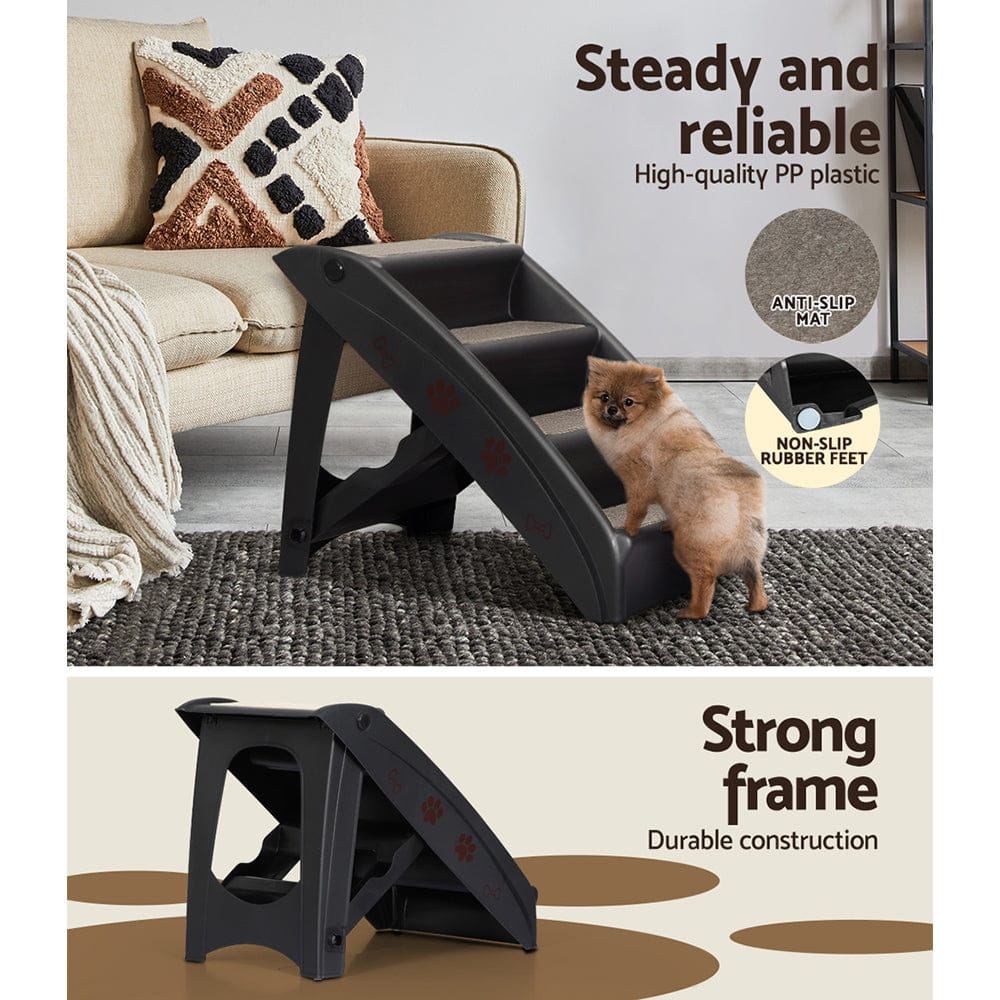 i.Pet Pet Care > Dog Supplies > Dog Steps & Ramps i.Pet Dog Ramp Steps For Bed Sofa Car Pet Stairs Ladder Portable Foldable Black