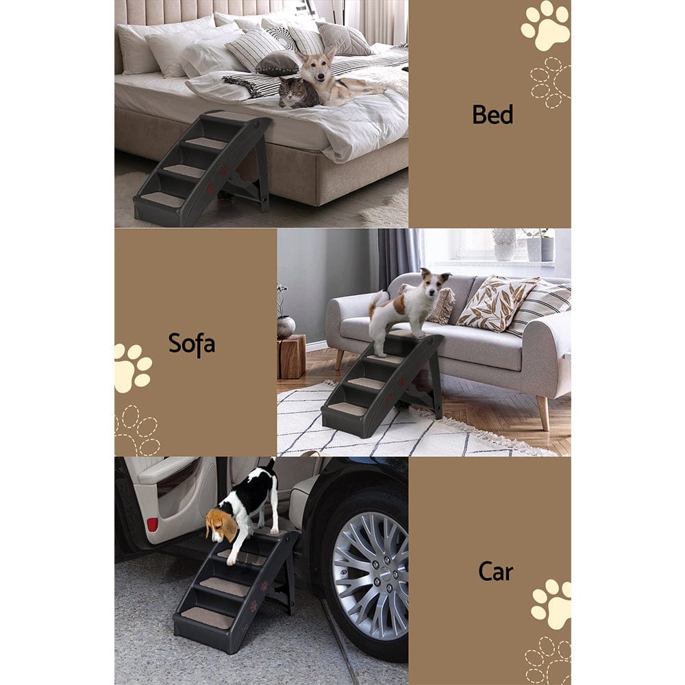 i.Pet Pet Care > Dog Supplies > Dog Steps & Ramps i.Pet Dog Ramp Steps For Bed Sofa Car Pet Stairs Ladder Portable Foldable Black