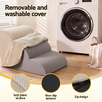 i.Pet Pet Care > Dog Supplies > Dog Steps & Ramps i.Pet Dog Ramp Washable Cover Stairs for Bed Sofa Foam Step Ladder 3 Tier Beige