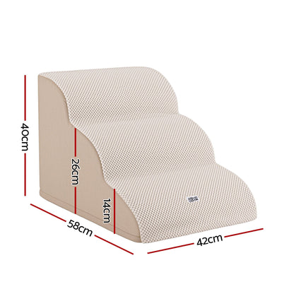 i.Pet Pet Care > Dog Supplies > Dog Steps & Ramps i.Pet Dog Ramp Washable Cover Stairs for Bed Sofa Foam Step Ladder 3 Tier Beige