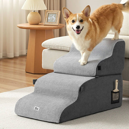 i.Pet Pet Care > Dog Supplies > Dog Steps & Ramps i.Pet Dog Stairs and Bed 2-in-1 Sofa Car Foam Non-Slip Washable Pet Stairs Indoor Grey